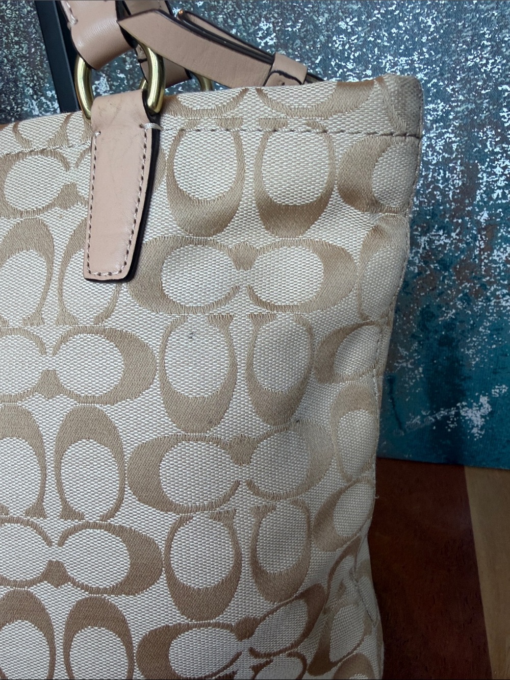 Coach 2013 Classic Jewel Tone Jacquard Monogram Signature Stripe Bag (GUC) - Picture 10 of 17